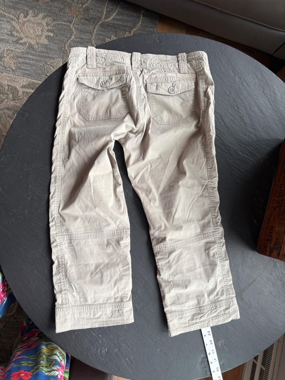AVENTURA organic cotton Arden adjustable button tab Capri pants taupe stretchy 8 - Picture 3 of 11